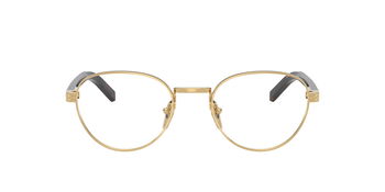 Das Bild zeigt die Prada Brille B53V in Gold von vorne.